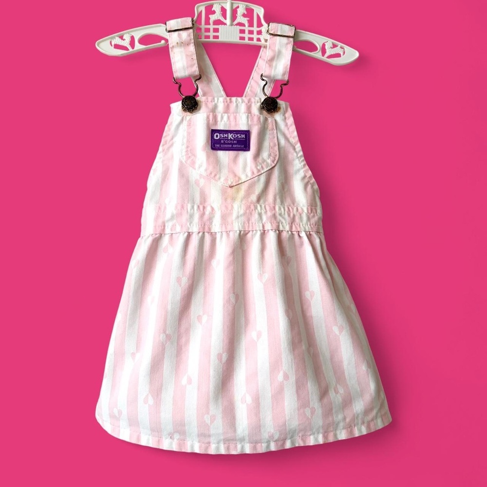 1980s OshKosh Heart Overalls Dress Made in USA 18m